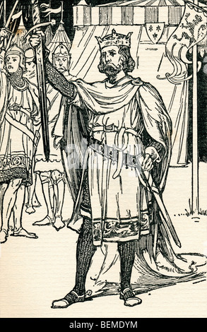 Roi Arthur, légendaire leader britannique. Illustration du livre, The Gateway to Tennyson, publié en 1910. Banque D'Images