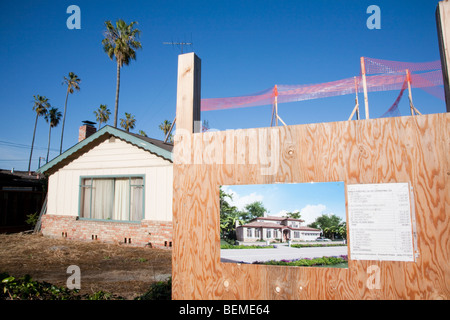 Maison Démolition et construction site. La Silicon Valley, Californie Banque D'Images