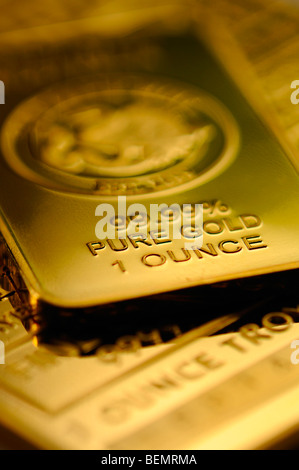 Barres d'or / lingots. 1 Onces de pureté .999 Banque D'Images