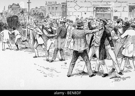 Cette illustration représente 1888 personnes à Syracuse, New York, en 1852, le sauvetage d'un esclave de ceux qui tentent de l'attraper. Banque D'Images