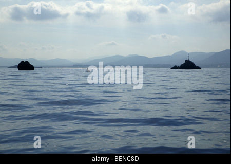 Les paysages marins de l'île d'Ibiza en Espagne. Mer Méditerranée Banque D'Images