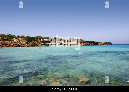 Formentera Cala Saona seascape Méditerranée mer turquoise à Ibiza Espagne Banque D'Images