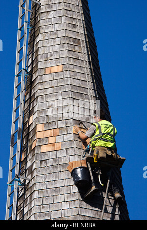 Groupe de travail sur l'église Steeplejack pavillon à Horsted Keynes Banque D'Images