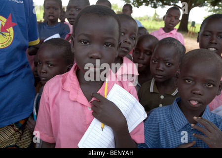 Soudan du Sud l'école primaire Lutaya, construit et financé par le Service jésuite aux réfugiés depuis 2005, Yei. Banque D'Images