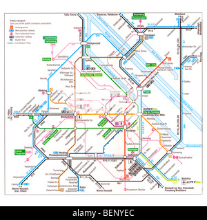 Plan du métro de Vienne la capitale autrichienne - plan du réseau souterrain de la ville Banque D'Images