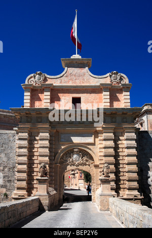 La porte principale, Mdina, Malte Banque D'Images