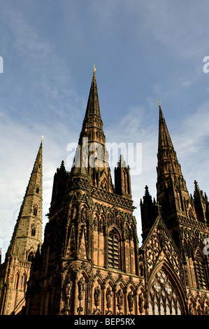 La Cathédrale de Lichfield, dans le Staffordshire, Angleterre, RU Banque D'Images