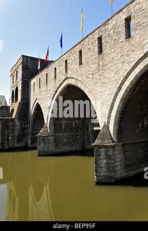 Le pont Pont des trous sur l'Escaut, Tournai, Belgique Banque D'Images