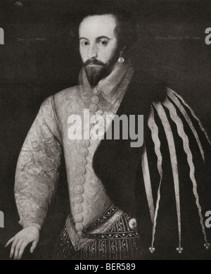 Sir Walter Raleigh, Lord Lieutenant de Cornwall, ch. 1552 à 1618. Banque D'Images