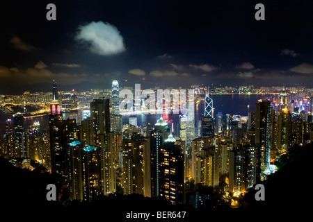 Hong Kong ville vue de Victoria Peak at night Banque D'Images