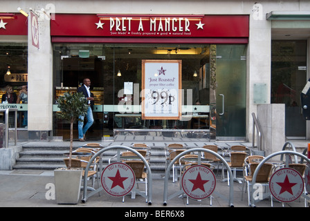 Pret a manger sandwich shop à St Martins Place, près de Trafalgar Square, Londres. Banque D'Images