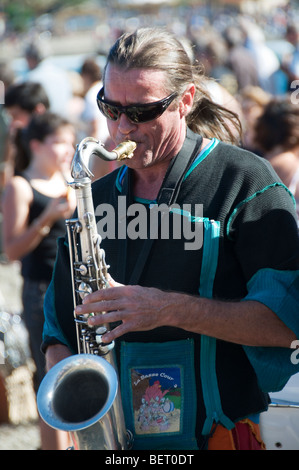 Musicien à la Fête des vendanges, Banyuls-sur-Mer, France Banque D'Images