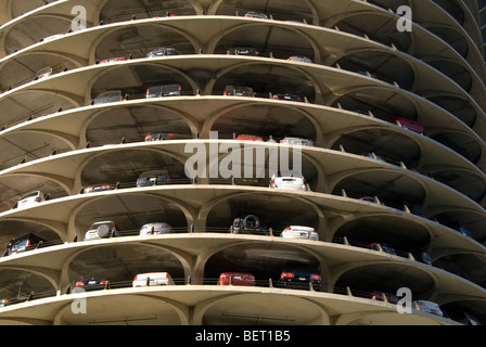 Détail de garage niveau de Marina City Tower à Chicago, Ilinois, USA Banque D'Images