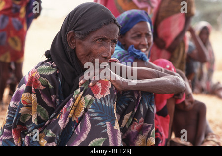 Les femmes somaliennes station d'alimentation, Wajir, le Somaliland, au Kenya Banque D'Images