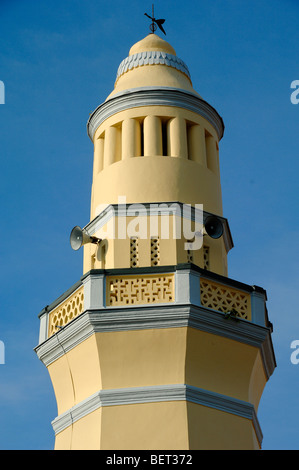 Le minaret de style égyptien de Masjid Melayu (1808) ou d'une mosquée, la plus ancienne mosquée de Penang, Georgetown Penang Malaisie Banque D'Images