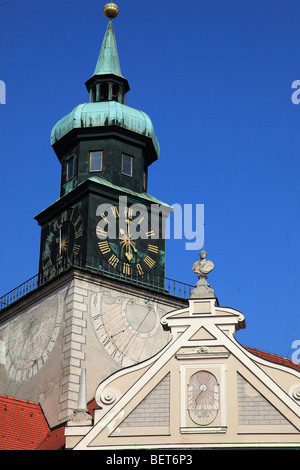 Germany, Bavaria, Munich, Residenz, Palace, la tour de l'horloge Banque D'Images