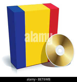 Logiciel roumain fort avec les couleurs du drapeau national et de CD. Banque D'Images