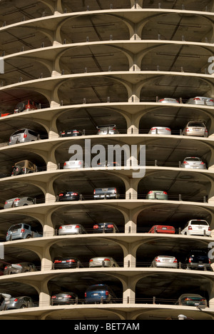 Détail de garage niveau de Marina City Tower à Chicago, Ilinois, USA Banque D'Images