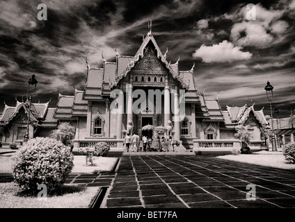 Temple de marbre de Bangkok, en infrarouge Banque D'Images