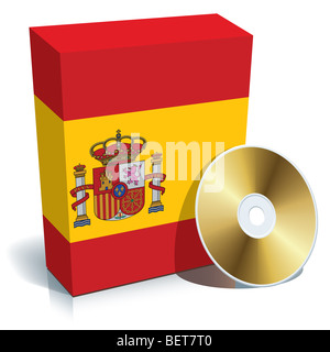 Logiciel espagnol fort avec les couleurs du drapeau national et de CD. Banque D'Images