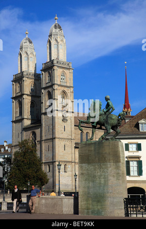 La Suisse, Zurich, Grossmunster, Cathédrale Banque D'Images