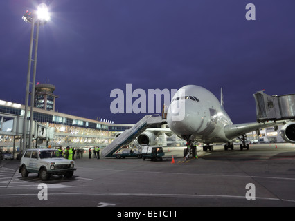 Première visite d'Airbus A380 à Moscou, Russie Banque D'Images