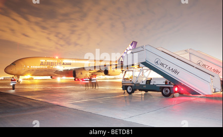 Première visite d'Airbus A380 à Moscou, Russie Banque D'Images