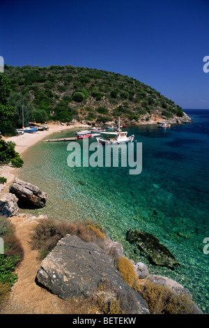 Grèce, îles Ioniennes, Ithaque, baie de Sarakiniko Banque D'Images