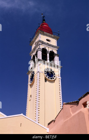 Grèce, îles Ioniennes, Corfou, Kerkyra, église d'Agios Spyridon, clocher Banque D'Images