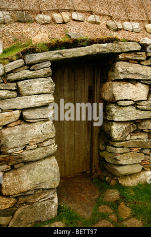 Chambre noire originale croft à Arnol sur l'île de Lewis,Hébrides extérieures,Western Isles, Ecosse, Royaume-Uni. Banque D'Images