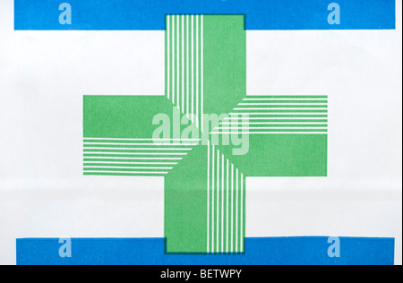 Logo Croix Verte Pharmacie NHS Banque D'Images