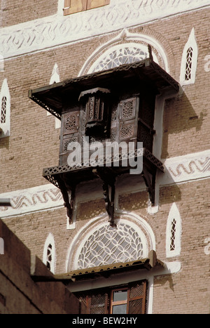 Elk124-1423 Yémen, Sanaa, vieille ville, l'architecture traditionnelle Banque D'Images