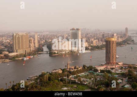 Vue depuis la tour de Cario au Caire et le Nil, Le Caire, Egypte Banque D'Images