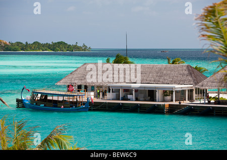 Centre de plongée sur l'île Veligandu Huraa Maldives, South Male Atoll, Maldives Banque D'Images