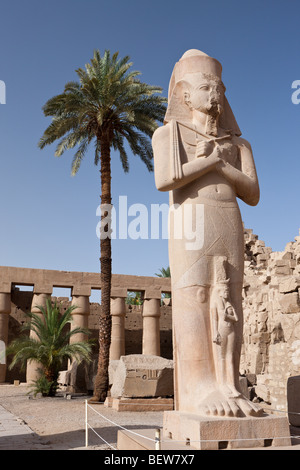 Statue de Pinodjem à l'intérieur de Temple de Karnak, Louxor, Egypte Banque D'Images