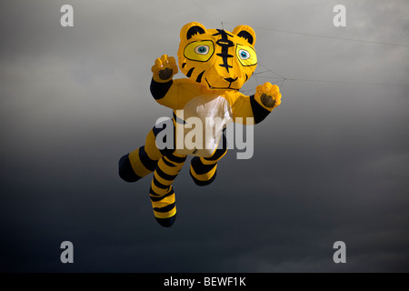 Un cerf-volant en forme de tigre, au moment de la 'Cervolix' Air Festival (Auvergne - France). Cerf-volant en forme de tigre (Auvergne). Banque D'Images