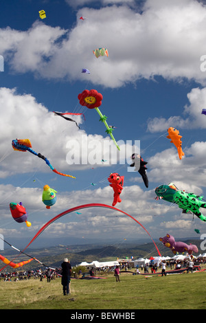 Kites au moment de l 'Air' Cervolix Festival (Auvergne - France). Cerfs-volants lors du festival aérien 'Cervolix' (France). Banque D'Images