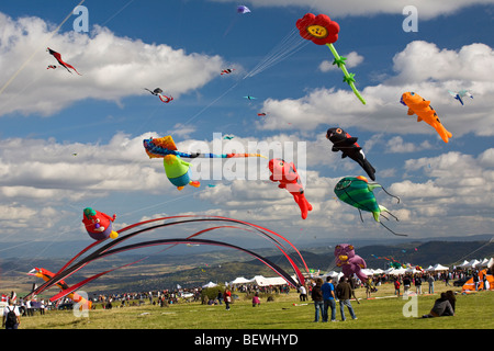 Kites au moment de l 'Air' Cervolix Festival (Auvergne - France). Cerfs-volants lors du festival aérien 'Cervolix' (France). Banque D'Images