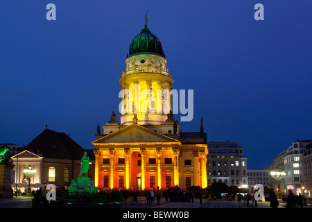 Cathédrale française, le Gendarme's market, Berlin, pendant la Fête des Lumières, 2009. Banque D'Images