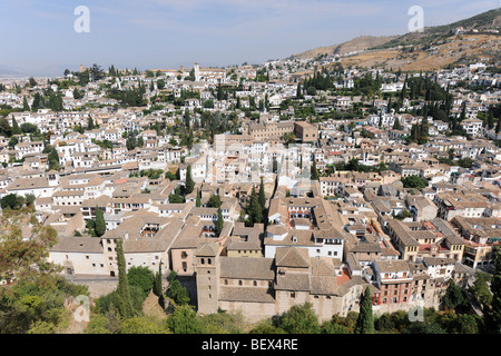 L'Albaicin de Grenade, vu de l'Alcazaba, l'Alhambra, Grenade, Andalousie, Espagne Banque D'Images