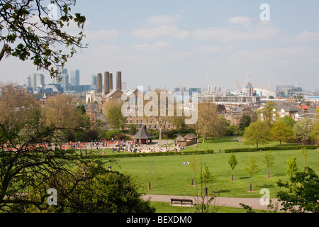 Vue depuis le Parc de Greenwich, Londres UK. Banque D'Images