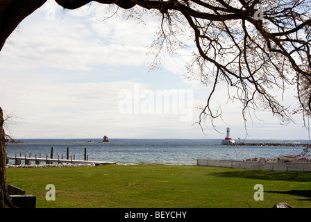 Vue du lac Huron de Mackinac Island, Michigan Banque D'Images