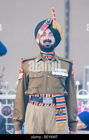 La fermeture de la frontière entre le Pakistan et l'Inde, d'Amritsar, Punjab, en Inde. Banque D'Images