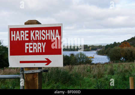 Inscrivez-vous à la gare maritime de Hare Krishna, T erminer Rath, comté de Fermanagh. Banque D'Images