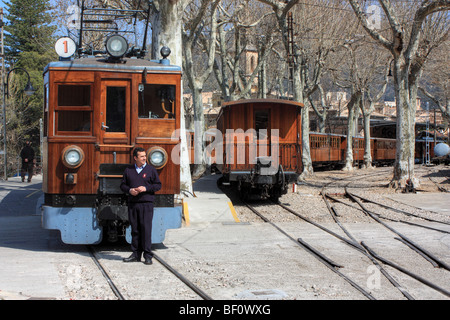 Train de Sóller, Sóller, l'île de Majorque, Espagne Banque D'Images