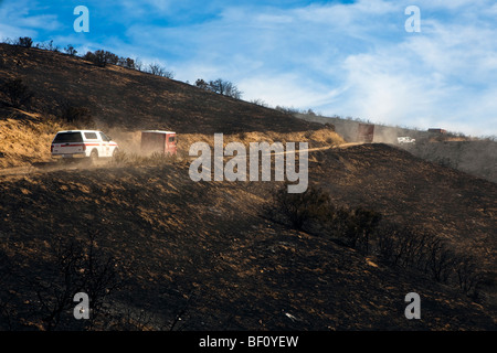 Incendie à la California wildfire Gloria à Monterey et San Benito comtés. CALFIRE/CDF. Banque D'Images