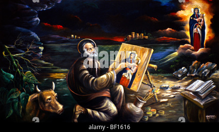 Deir El Qamar Liban Saidet Ell Talle Eglise Maronite Peinture de saint Luc, Patron des artistes Banque D'Images