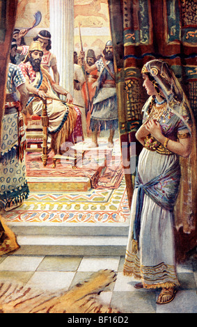 Peinture d'Esther avec le roi Assuérus peint par Harold Copping Banque D'Images