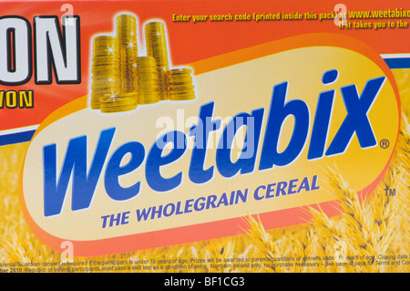 Logo Weetabix weetabix de boîte de céréales à déjeuner à grains entiers de nourriture Banque D'Images