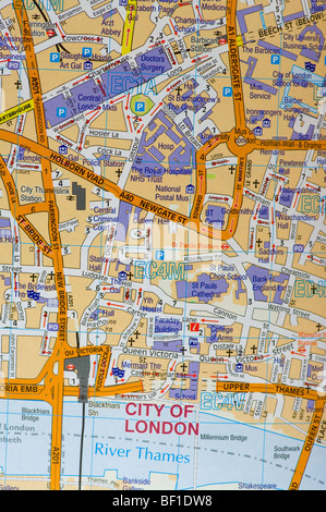 Plan des rues de la ville de Londres Banque D'Images